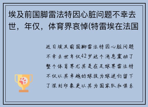 埃及前国脚雷法特因心脏问题不幸去世，年仅，体育界哀悼(特雷埃在法国什么位置)